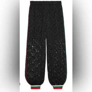 GUCCI Floral Lace Loose-fit Track Pants In Black